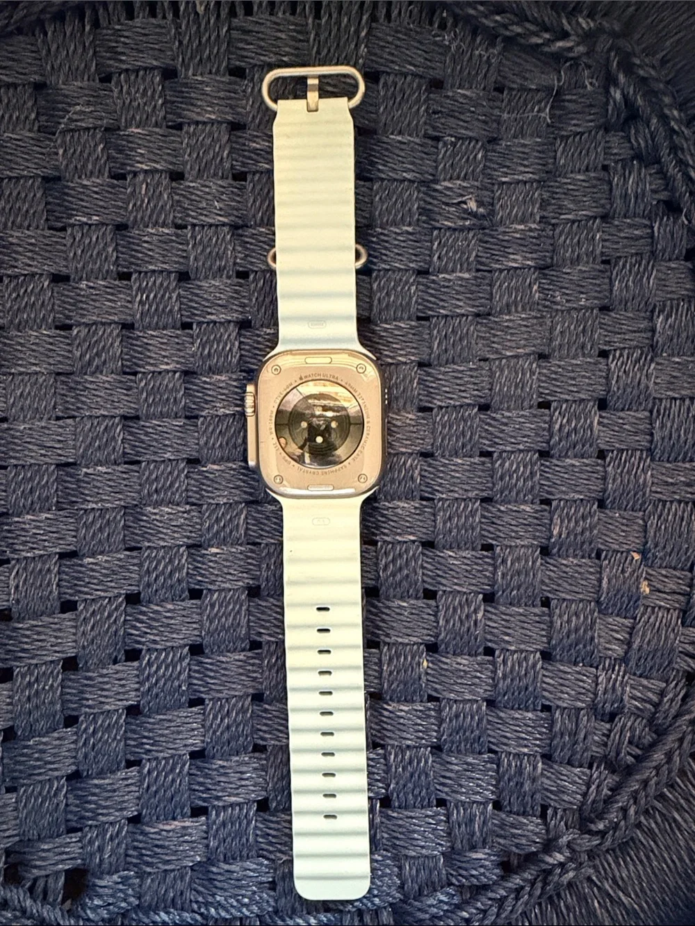 Apple Watch with Pink Woven and Gray Silicone Sport Bands